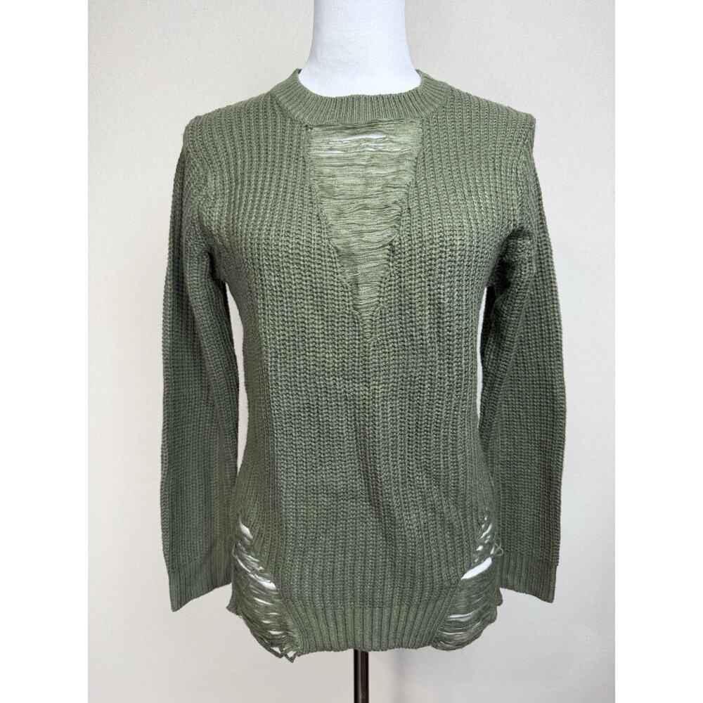 Trendy Threads Women's Pullover Tunic Sweater Sz L Tattered‎ Knit Accents Boho